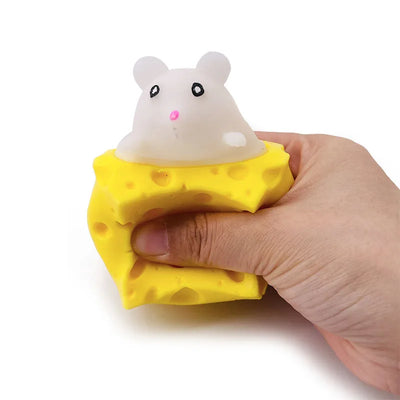 Stress-relieving Pet Cheese Mouse Cheese Pinch Fun Stress Ball Vent Squirrel Cup Prank Toy Fidget Toys - Smarsty