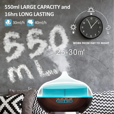 18.6oz Ultrasonic Aromatherapy Diffuser with 8 Color LED Lights, 4 Timer Modes, Auto Shut-Off, Perfect for Home, Office, Bedroom