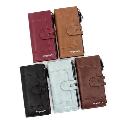Fashionable New Women's Long Wallet, European and American Fashion Phone Bag, PU Leather Multi Card Carrying Bag - Smarsty