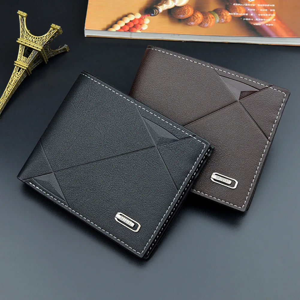 Men Short Bifold Faux Leather Masculina Billetera Credit ID Card Holder Wallet Billfold Purse Clutch Solid Hombre Business Slim - Smarsty