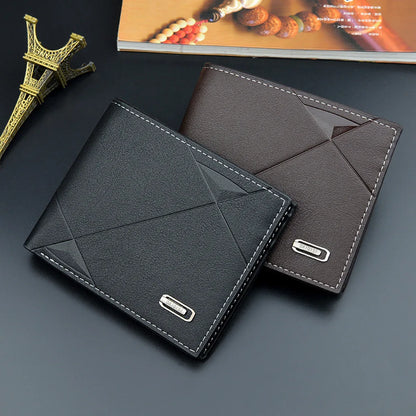 Men Short Bifold Faux Leather Masculina Billetera Credit ID Card Holder Wallet Billfold Purse Clutch Solid Hombre Business Slim - Smarsty