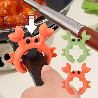 4/1PCS Silicone Spatula Rack Small Crab Anti Scalding Overflow Pot Clip Spoon Holder Clip Universal Shovel Rack Kitchen Gadget by Smarsty