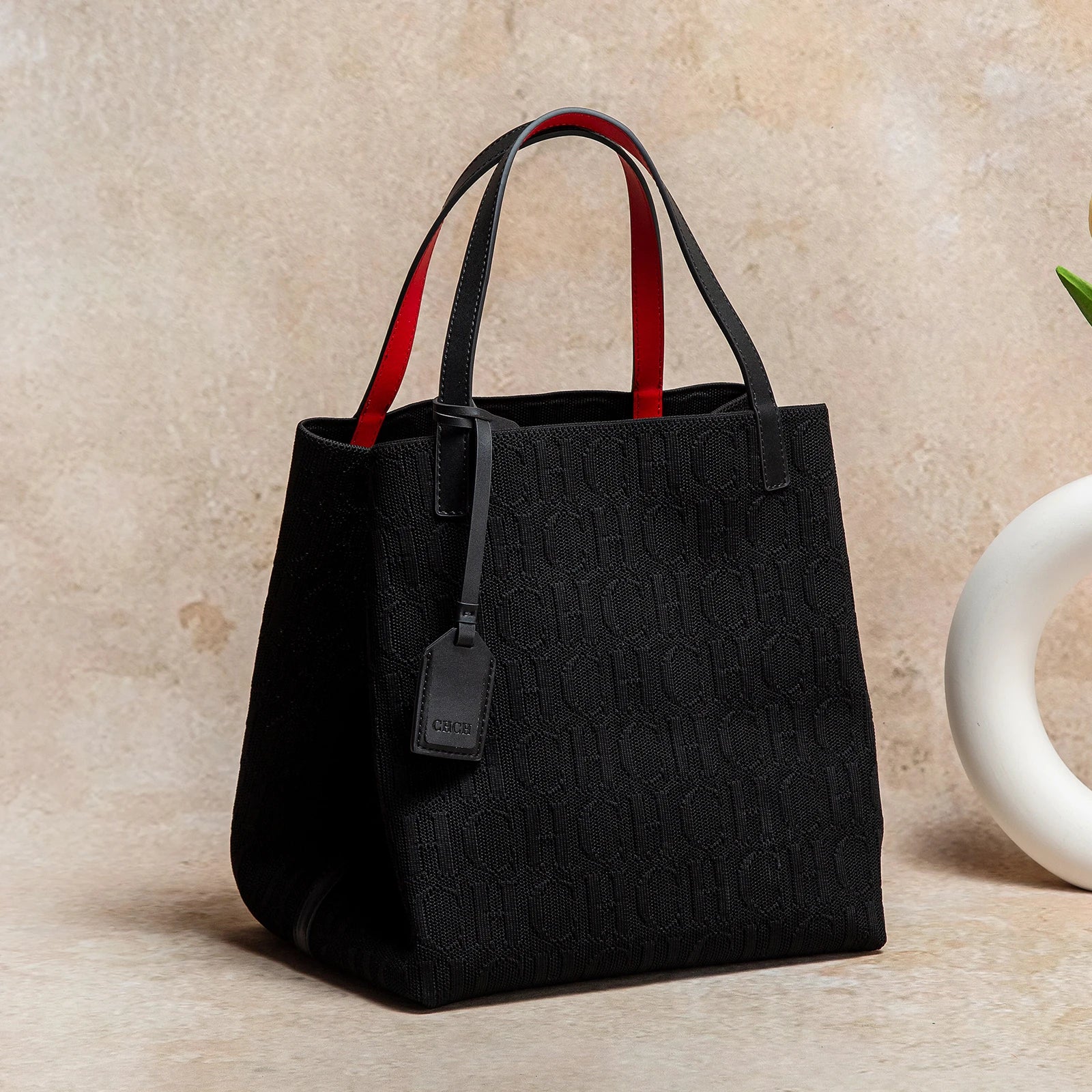 CHCH Tote Bag Large Capacity Black Knitted Shopping Bag - Smarsty
