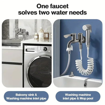 Stainless Steel Double Outlet Water Faucet for Bathrooms - Smarsty