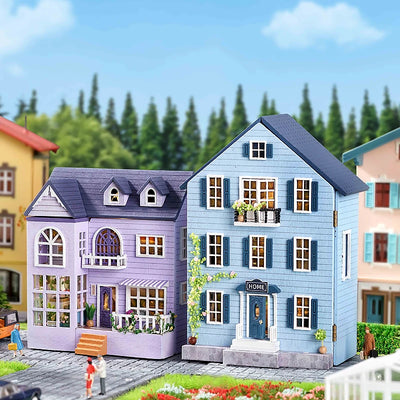 DIY Mini Wooden Doll House Assembly Building Model Pink Princess Villa Architecture Kit 3D Puzzle Dollhouse With Furniture Gifts by Smarsty