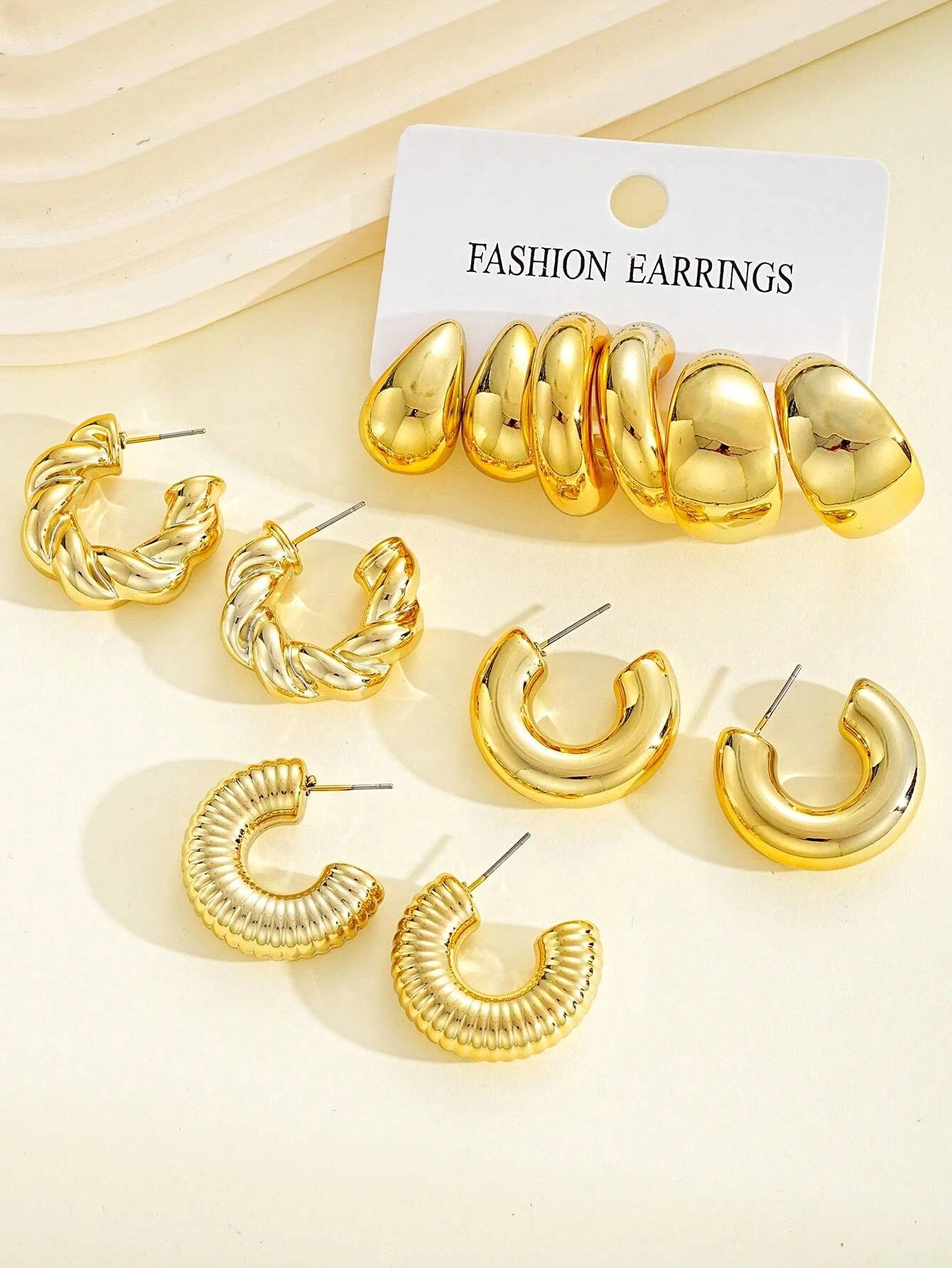 Classic Gold Drop Earrings 12pcs Set for Workplace Style - Smarsty