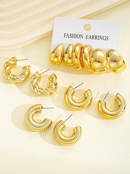Classic Gold Drop Earrings 12pcs Set for Workplace Style - Smarsty
