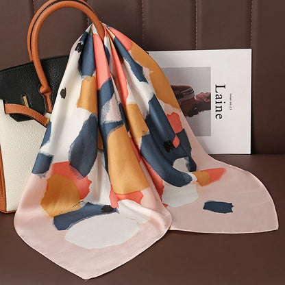 Luxury Silk Satin Headscarf for Women with Plaid Print - Smarsty