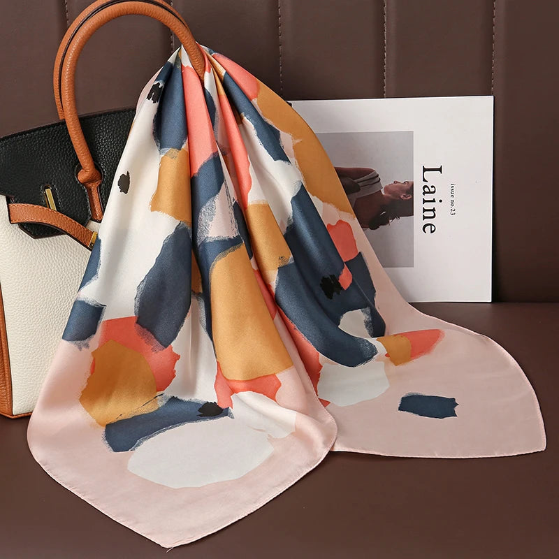 Luxury Silk Satin Headscarf for Women with Plaid Print - Smarsty