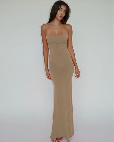Hugcitar 2025 Spring Solid Sleeveless Backless Elegant Sexy Bodycon Y2K Maxi Prom Dress Women Clothes Birthday Party Casual Y2K - Smarsty