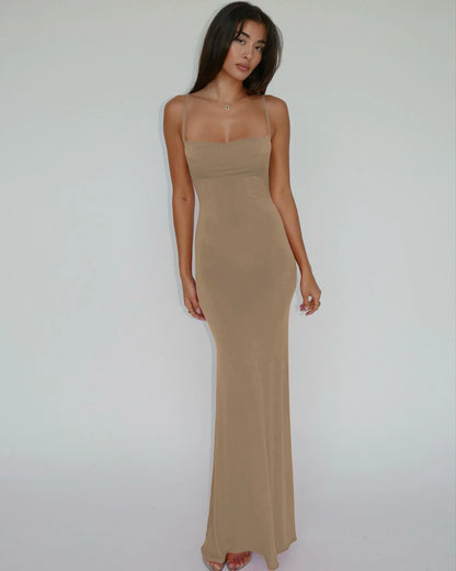 Hugcitar 2025 Spring Solid Sleeveless Backless Elegant Sexy Bodycon Y2K Maxi Prom Dress Women Clothes Birthday Party Casual Y2K