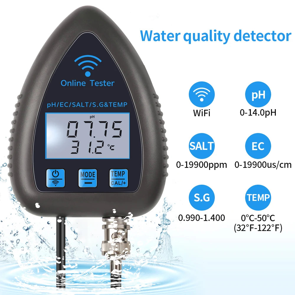 Tuya WiFi 5 in 1 Water Quality Monitor for Aquariums - Smarsty