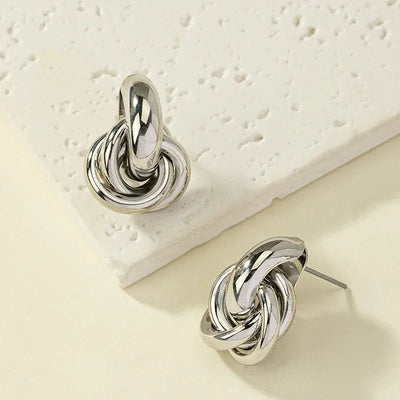 Gold Silver Knot Stud Earrings For Daily Trendy Wear - Smarsty