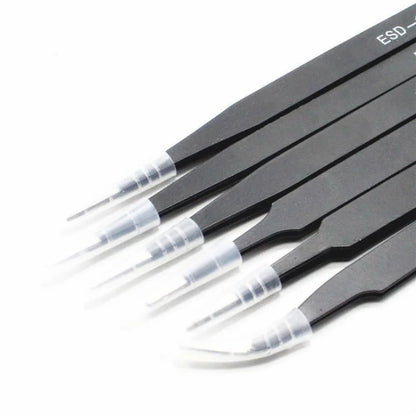 Precision ESD anti-static tweezers set -6-pc stainless steel tool for electronic repair and process modeling, bending 2025