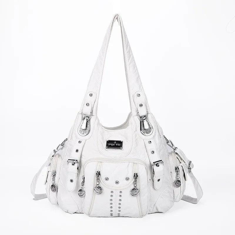 Angelkiss PU Leather Women Shoulder Bag Zipper Closure - Smarsty