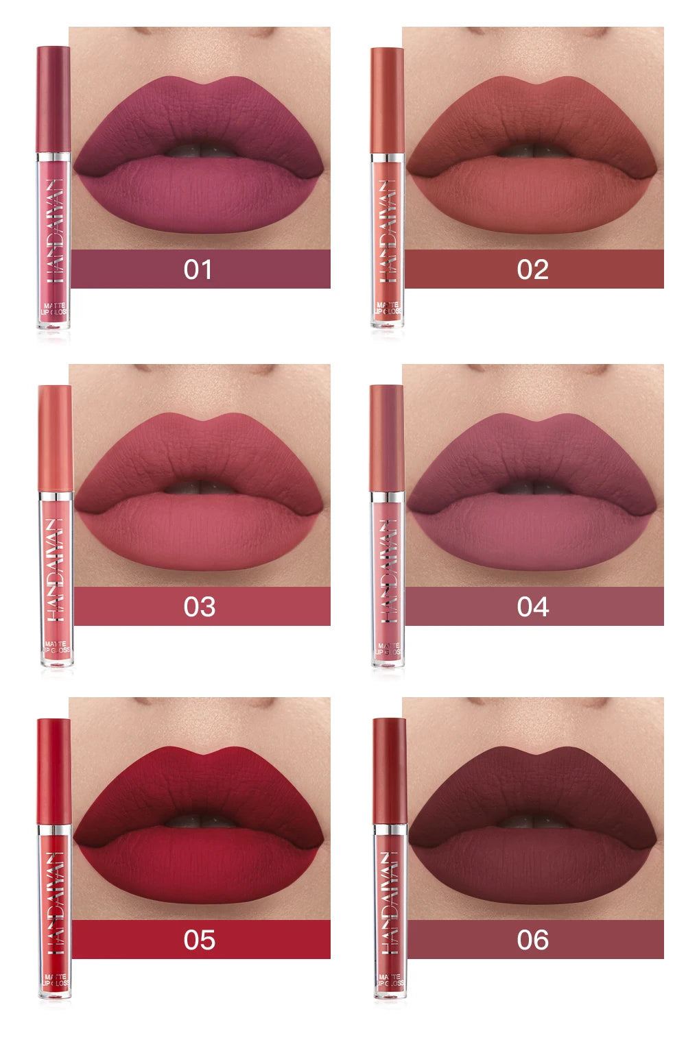 Handaiyan Set of 6 Long Lasting Non-Stick Lip Gloss - Smarsty