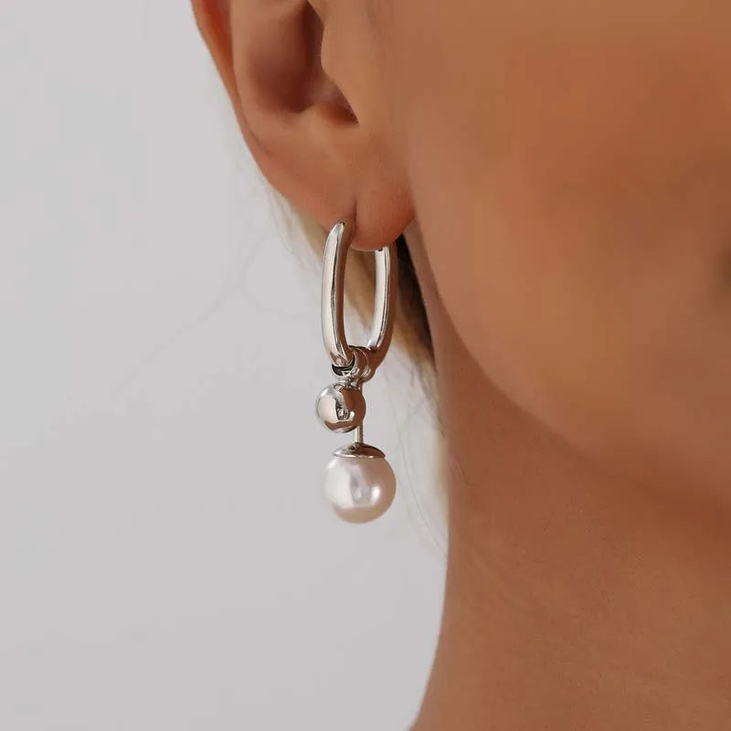 Fashion Metal Pearl Drop Earrings for Women Stylish Jewelry - Smarsty
