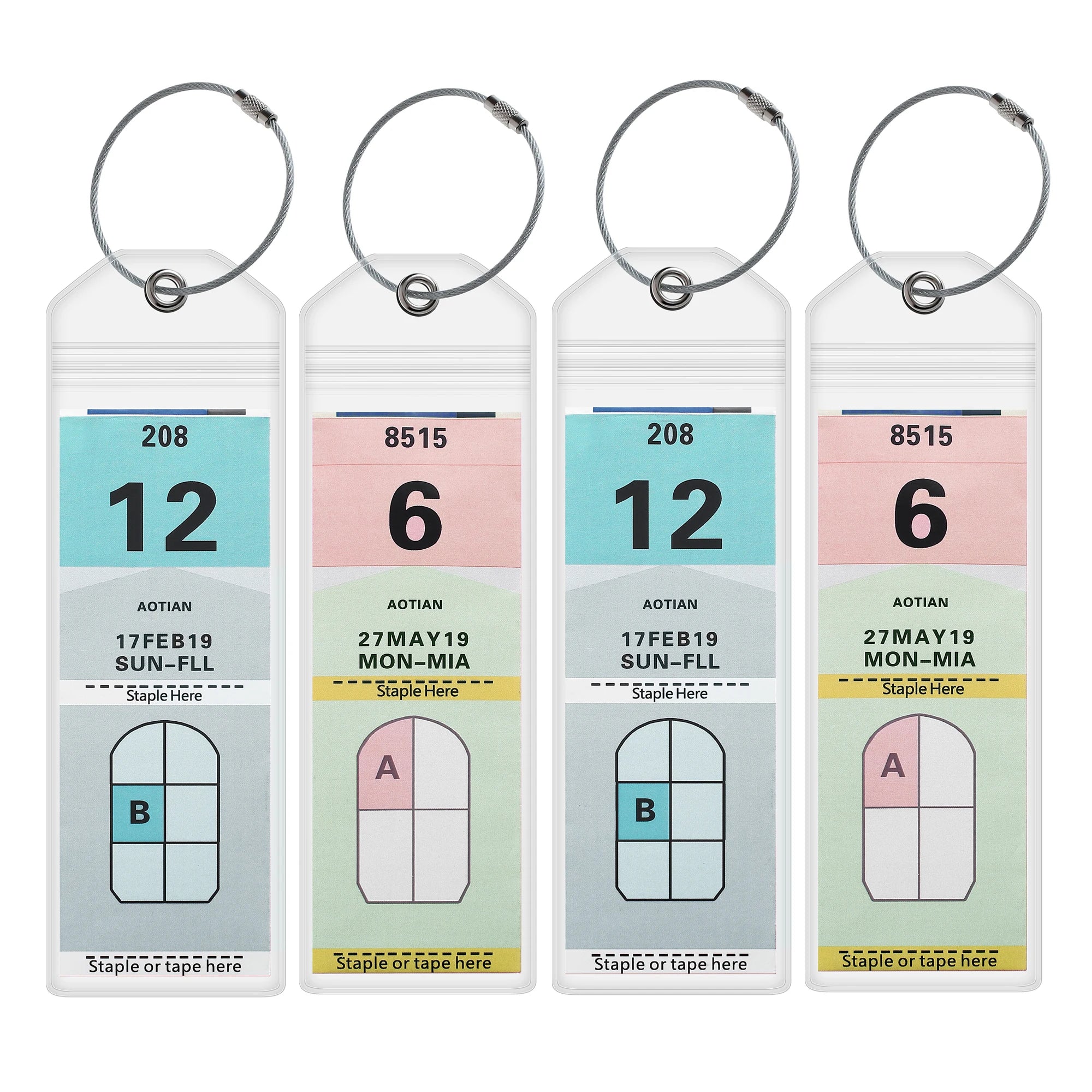 4 Pieces Cruise Tags Luggage Tag Holders for Royal Caribbean & Celebrity Cruise Ship with Zip Seal & Steel Loops Thick PVC - Smarsty