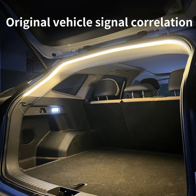 Car high brightness trunk lighting ambient light interior decoration LED wiring free automatic sensing tailgate light strip - Smarsty