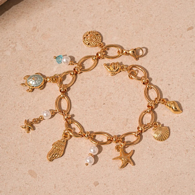 Starfish Shell Conch Bracelet for Women Summer Beach Jewelry - Smarsty