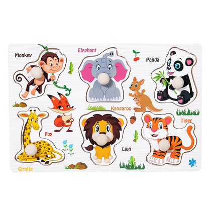 Baby Toys Montessori Wooden Puzzles Children Toys Hand Grab Board Animals Cognition Educational Learning Toys For Kids 1-3 Years
