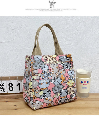 Chic Cat Pattern Top Handle Bag For Women Everyday Use - Smarsty