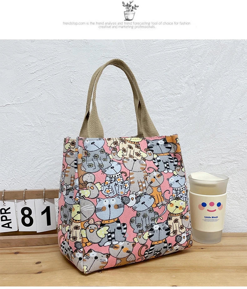 Chic Cat Pattern Top Handle Bag For Women Everyday Use - Smarsty