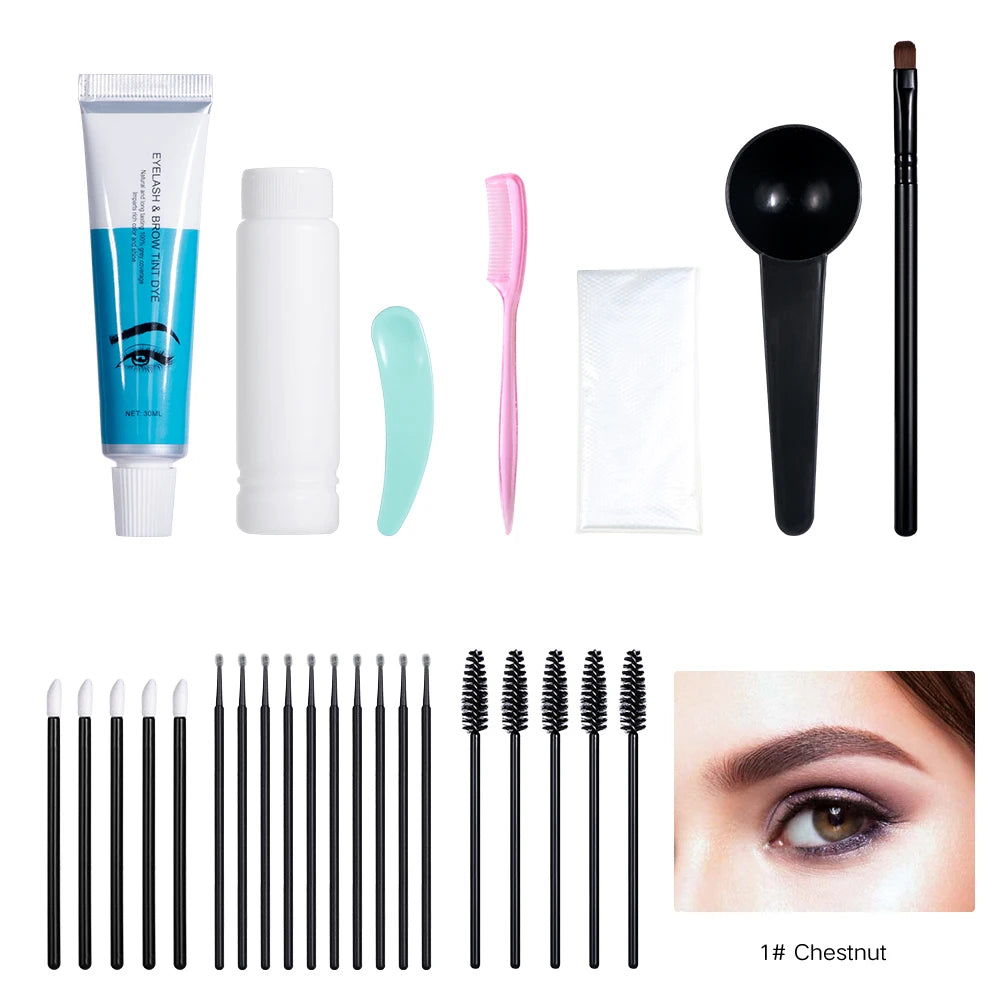 Professional Eyelash Eyebrow Dye Tint Kit Classic Black Natural Eyelash Lifting Perm Treatment Makeup Set Eyebrows Paint Makeup