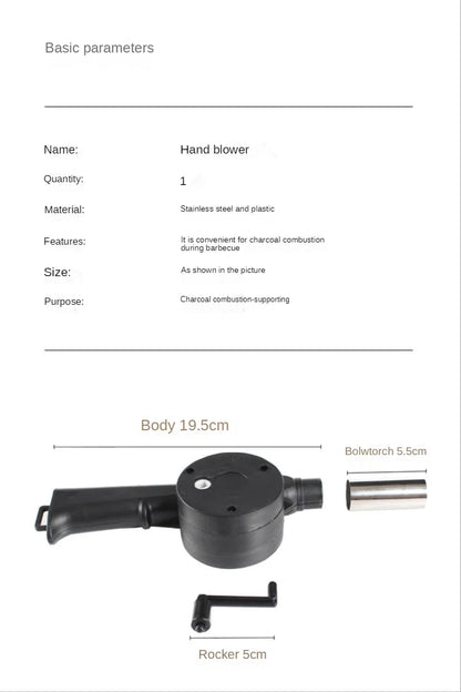 Portable Hand Crank Fan for Easy BBQ Fire Starting - Smarsty