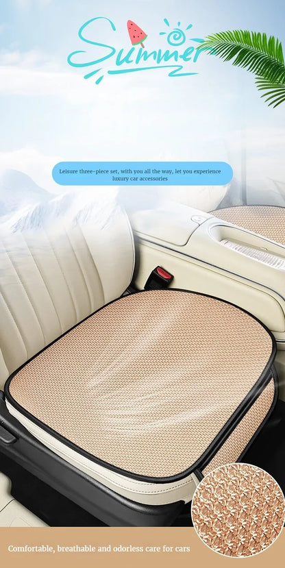 Breathable Ice Silk Car Seat Cushion Non-slip and Wear-resistant Solid Color Ice Silk Car Seat Cover, Universal Fit Most Cars