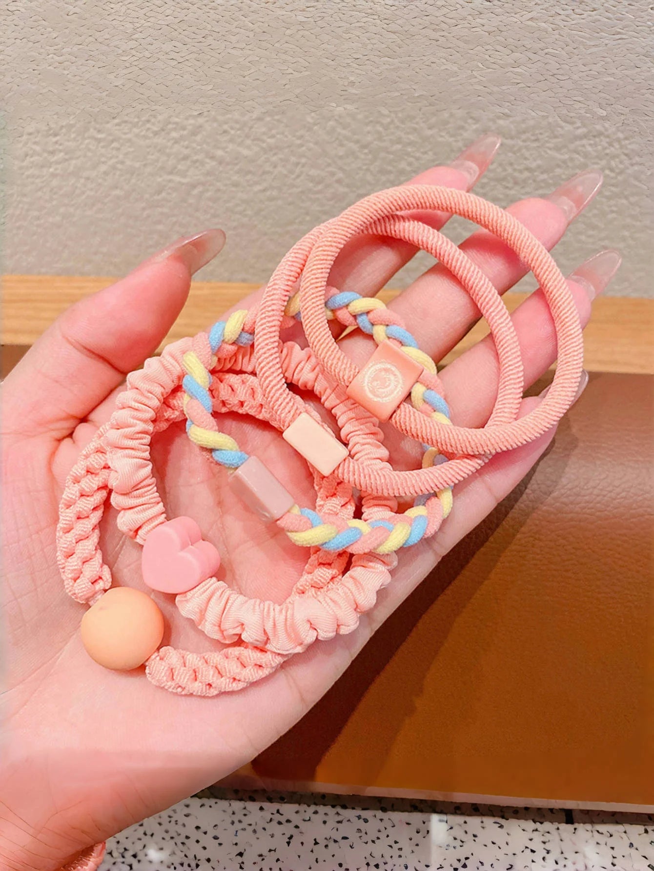 Girls Macaron Color Hair Bands Soft Elastic Five Pack - Smarsty