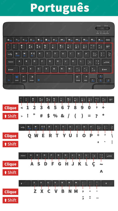 Wireless Tablet Keyboard with Rainbow Backlit for iPad - Smarsty