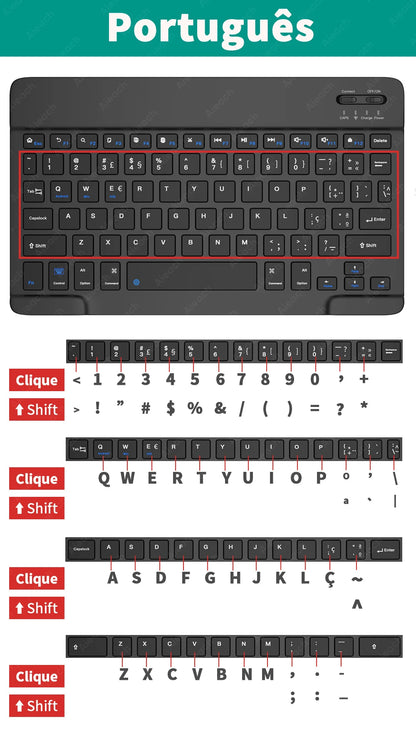 Wireless Tablet Keyboard with Rainbow Backlit for iPad