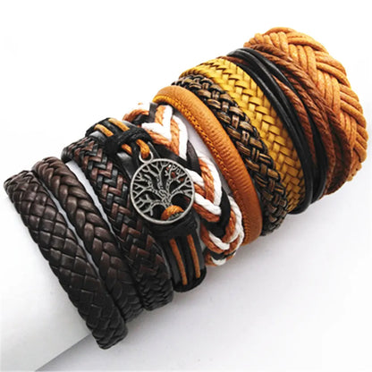 Handmade Black Leather Wrap Bracelets Set for Men and Women - Smarsty