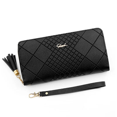 Zipper Money Coin Purse Women Card Holder Long PU Leather Clutch Wallet Large Capacity Lady Wristlet Phone HandBags Money Pocket - Smarsty
