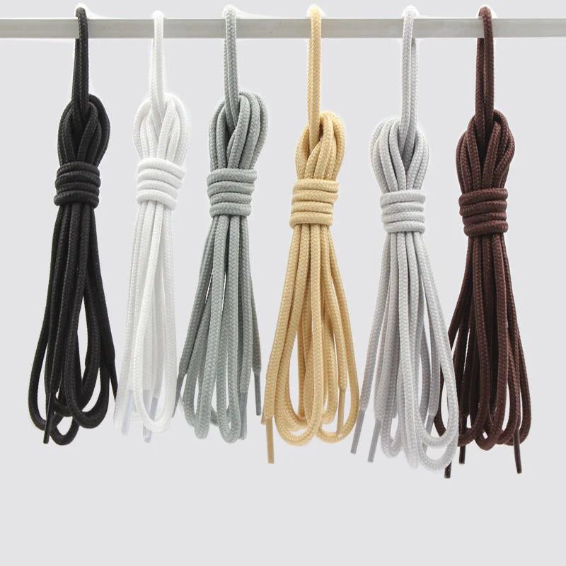 2pcs/ Pair Round Solid Polyester Black Brown Shoelaces For Marten Boot Women Men Outdoor Hiking Boots Sports Shoes Lace Strings - Smarsty
