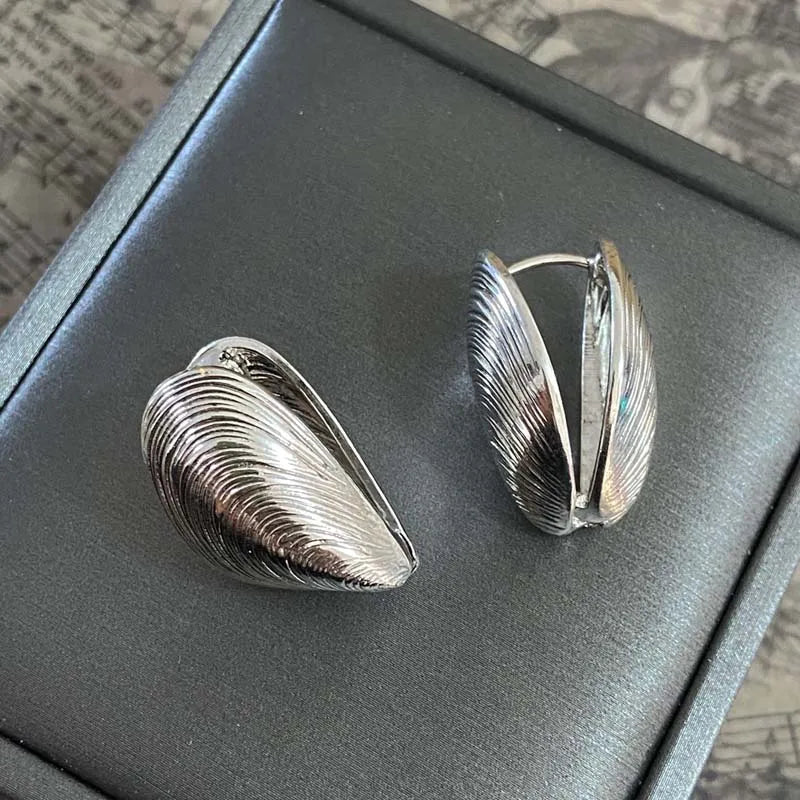Vintage Metal Stud Earrings Punk Silver Geometric Irregular - Smarsty