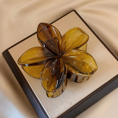 Large Flower Hair Clip Lightweight Mermaid Style Brown Beige - Smarsty