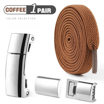1Pair Magnetic Lock Shoelaces without ties Flat Elastic Laces Sneakers Boots No Tie Shoelace Rubber Bands for Shoes Accessories - Smarsty