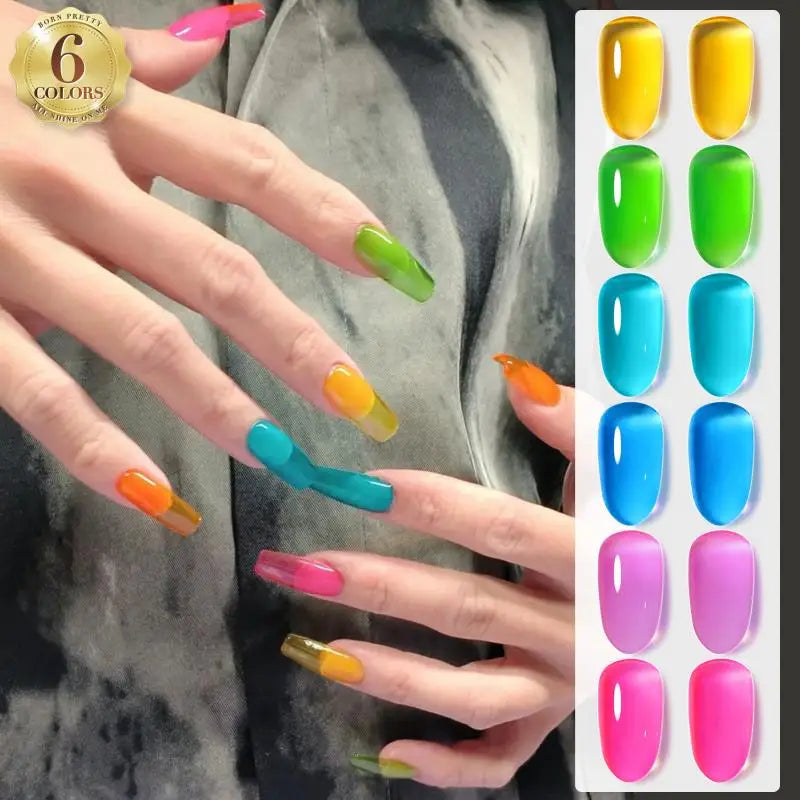 Born Pretty 6 Piece Gel Nail Polish Set Long Lasting Color - Smarsty