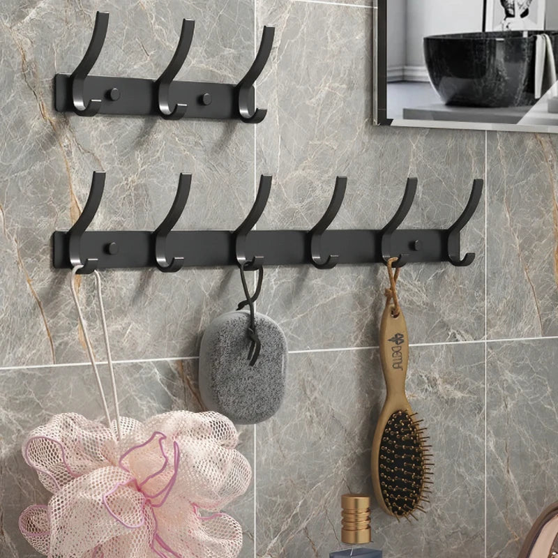 Black and White Folding Robe Hooks for Bathroom Storage - Smarsty
