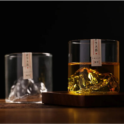 Japanese Glass Glacier Mountain Teacup Mt. Fuji Heat-resistant Glass Teacup Office Handy Retro Wine Glass Whisky Cup Home