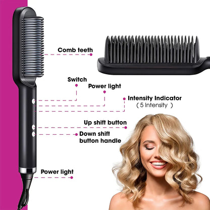 Multifunctional Ionic Hair Straightener and Curler Comb - Smarsty