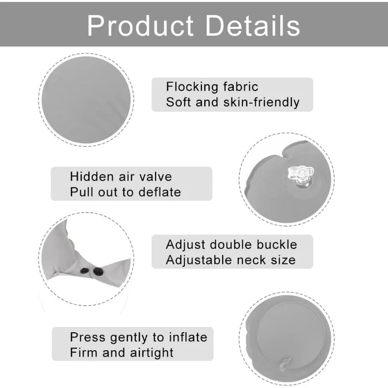 Portable Inflatable Travel Neck Pillow for Comfort - Smarsty