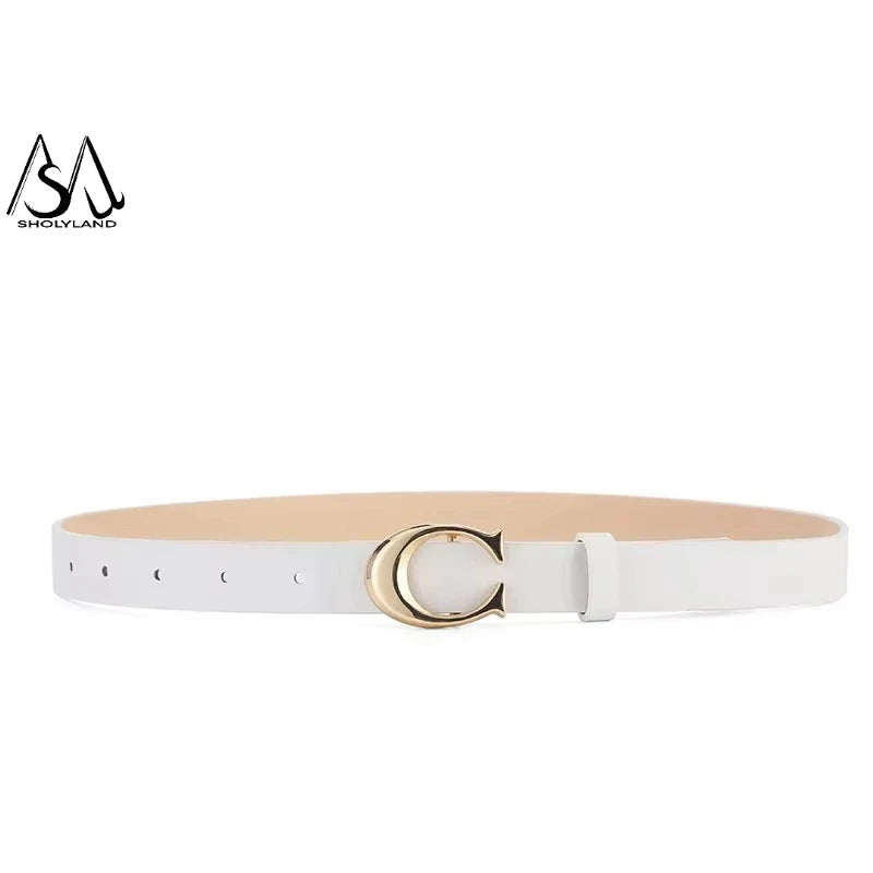 Trendy Women Leather Belt With Alloy Moon Button - Smarsty