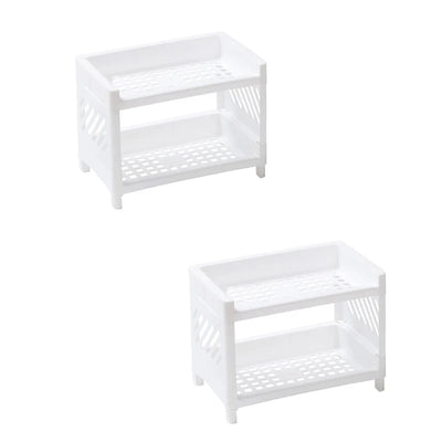 Minimalist Desktop Double-Layer Storage Rack Household Plastic Bathroom Small Stationery Organizing Pure White Multifunctional by Smarsty