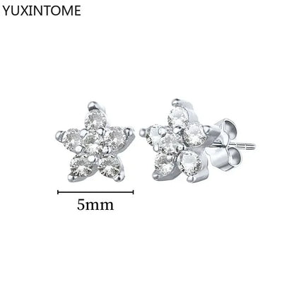 925 Sterling Silver Hoop Earrings White Crystal Luxury - Smarsty