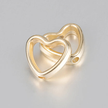50pcs Heart Frame Beads Double Hole Spacers for Jewelry Making - Smarsty