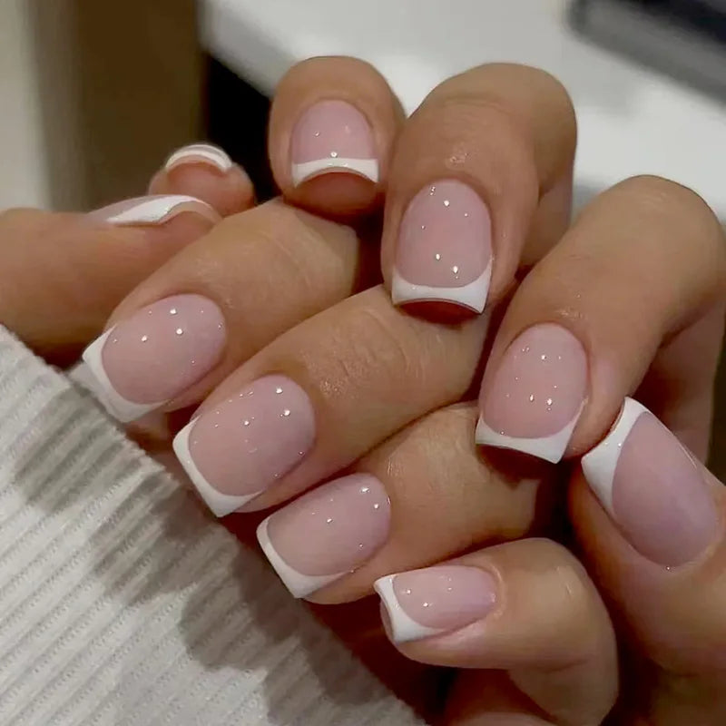 24 Square Short Fake Nails with Glue and File - Smarsty
