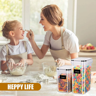 Kitchen 7pcs Food Containers Set BPA Free Plastic Airtight Storage Box With 10stickers and Pen by Smarsty